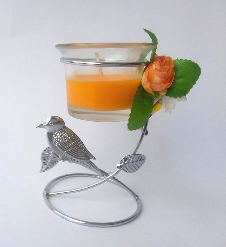 mushti Votive Candle Holder | Bird Floral Design | Decorative Gift Box Packaging - Multi Color Candle Stand Glass 1 - Cup Tealight Holder(Multicolor, Pack of 1)
