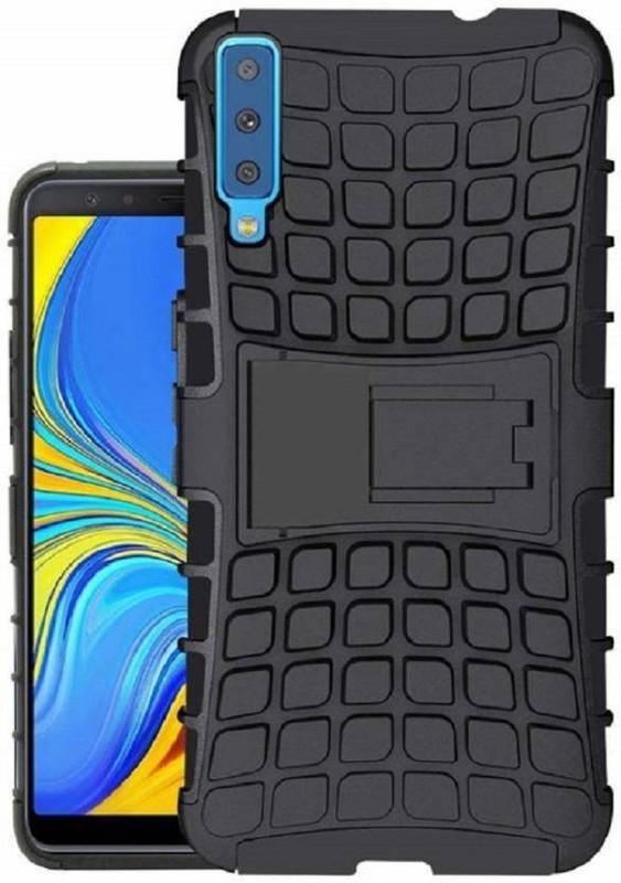 q one tech Back Cover for Samsang A72018 Back Cover, Black Kick Stand, Hard Hybrid Kick Stand Back cover(Black, Hard Case)