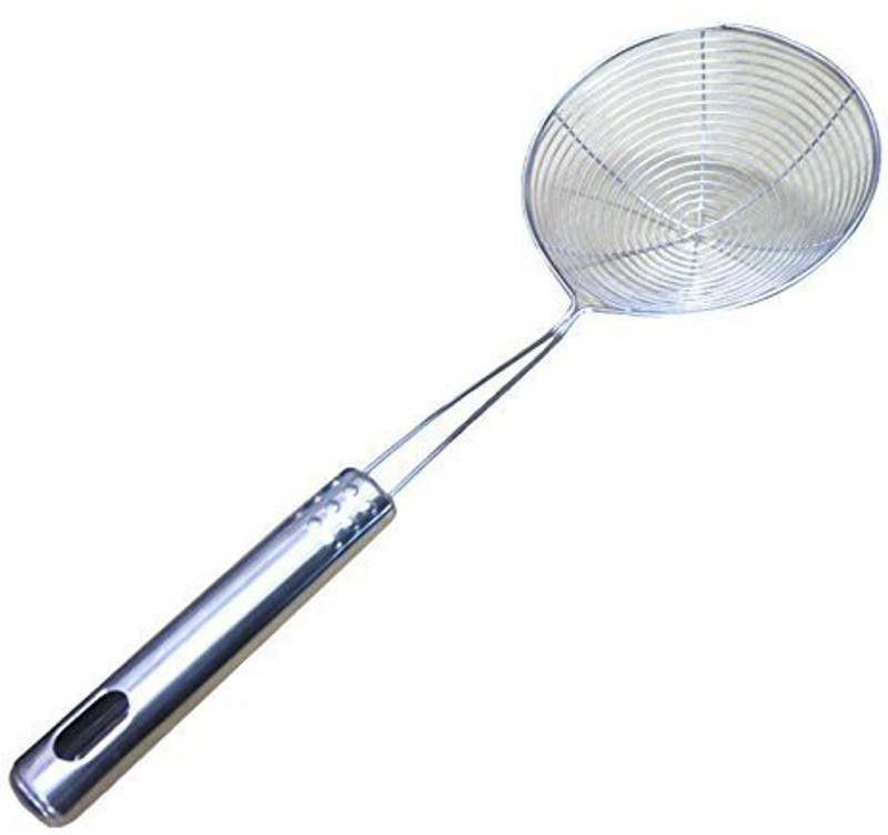 yourcull Stainless Steel Deep Fryer Strainer/Mesh Strainer/Jhara/Puri Strainer for Kitchen Collapsible Strainer(Silver Pack of 1)