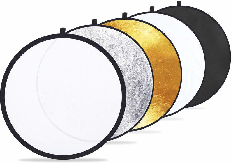 SYGA Round Shape 5-in-1 Collapsible Multi-Disc Light Reflector with Bag - Translucent, Silver, Gold, White and Black (80cm) 80 cm Collapsible Reflector(Pack of 5)