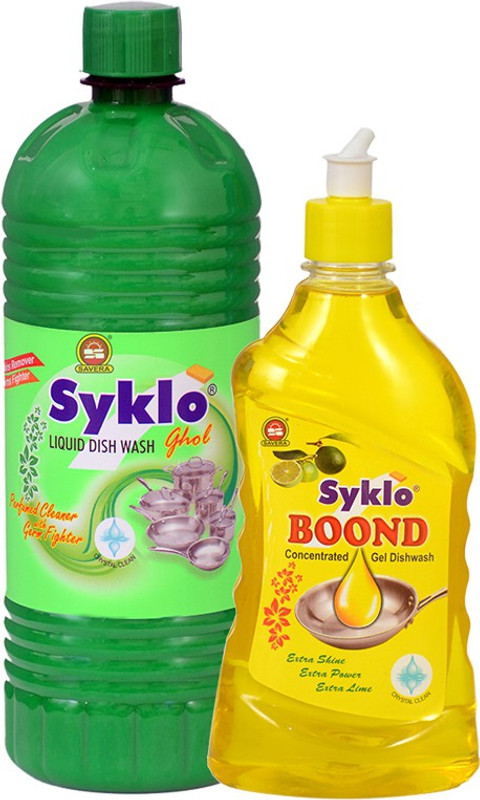 savera Syklo Boond Lemon Dish Wash Gel 500 ml. and Ghol Multipurpose Liquid Dish Wash 1000 ml. Dish Cleaning Gel(Fresh, 2 x  750 ml)