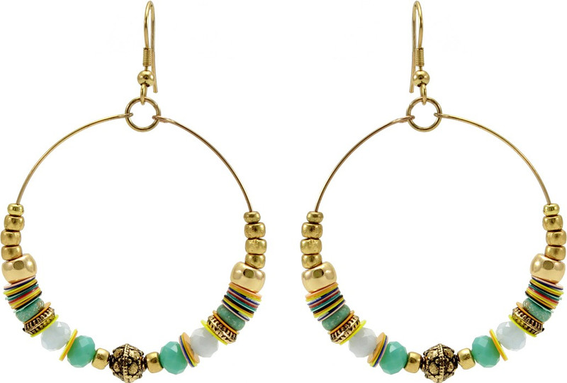 fashionly fancy multicolor golden baali Pearl Alloy, Plastic Hoop Earring