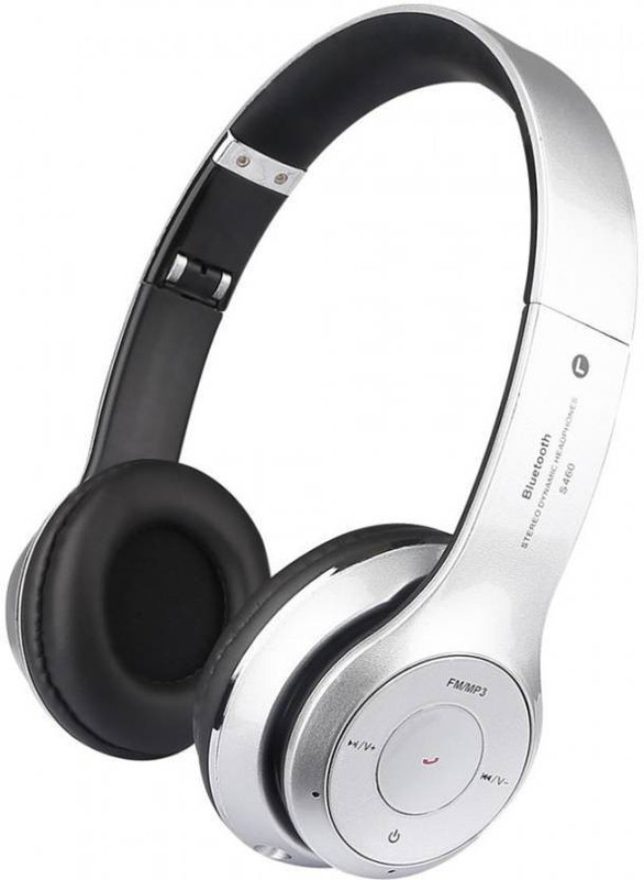 mobiashta Best Quality Wireless stereo S460 with controls Bluetooth Headset with Mic(Silver, Over the Ear)