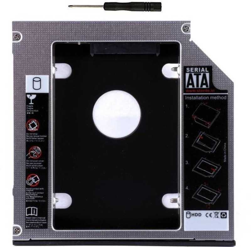 HexaGear 100% Original Heavy 12.7mm Universal 2nd bay Caddy for CD/DVD-ROM - Expand your data storage on your Laptop with 2.5 Internal Hard Drive Enclosure Hard Drive SATA 2nd HDD Caddy Tray Internal Optical Drive(Black)