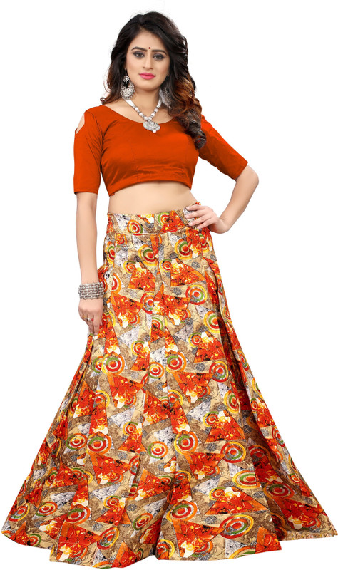 rukhsar fab Floral Print Semi Stitched Lehenga Choli(Blue)