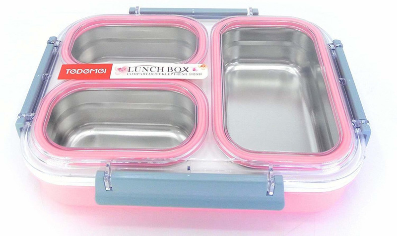 shoppyana Kids Stainless Steel Insulated 2 Grid School Lunch Box with Spoon and Mini Salad Box 3 Containers Lunch Box(750 ml)