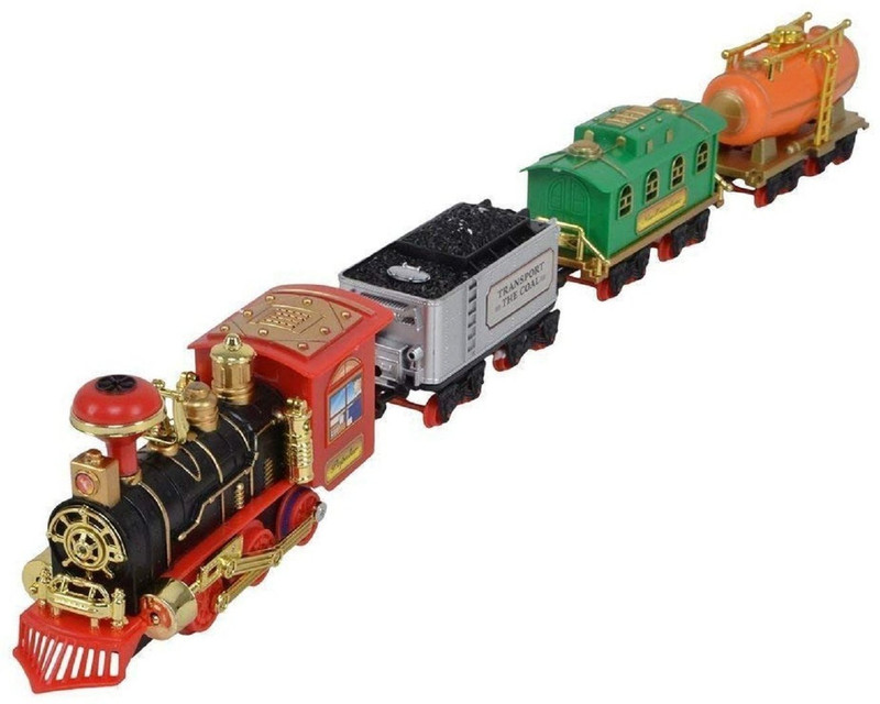 vibgyor CHOOCHOO Vintage Train with Big Track, Sound & Real Smoke Battery Operated with Flashlight - Multi-Color for Kids Aged 3+ Years(Multicolor)