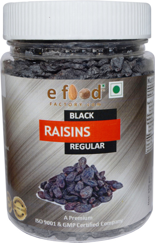 e food factory Black Kishmish (Raisins) Regular 250 In Pet Jar Raisins Plastic Bottle(250 g)