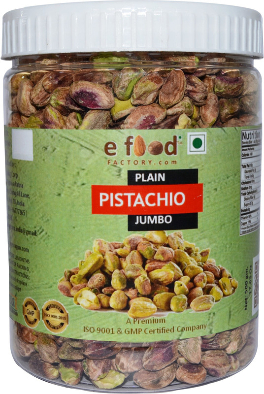 e food factory Plain Pistachio Jumbo 500 In Pet Jar Pistachios(500 g)