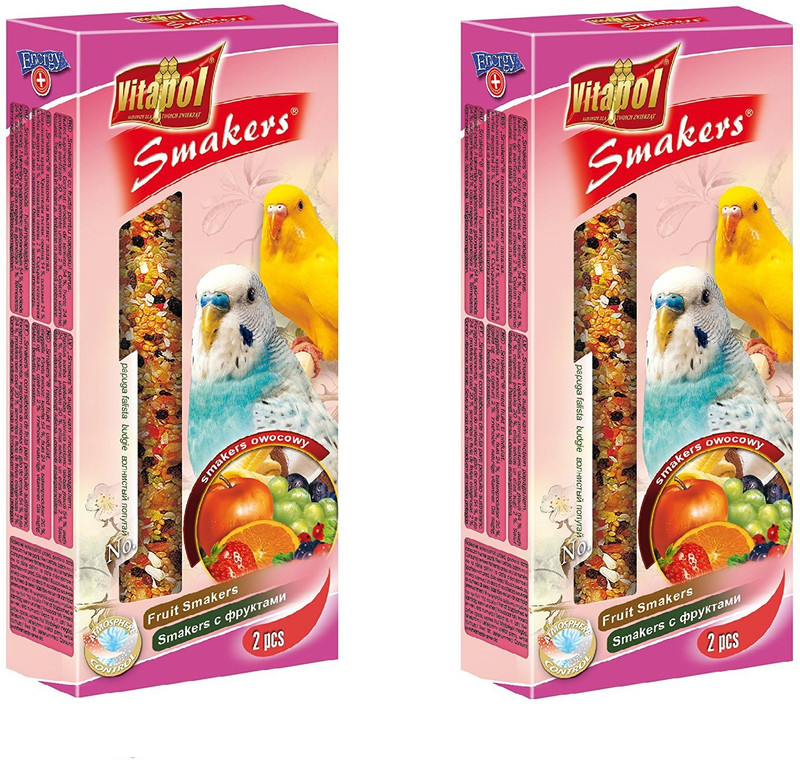 pawsitively Vitapol smakers snacks fruit flavoured for atmosphere control ,pigeon , parrot , all birds food smackers snacks pack of 2 combo pack Fruit 90 g Dry Bird Food(Pack of 2)