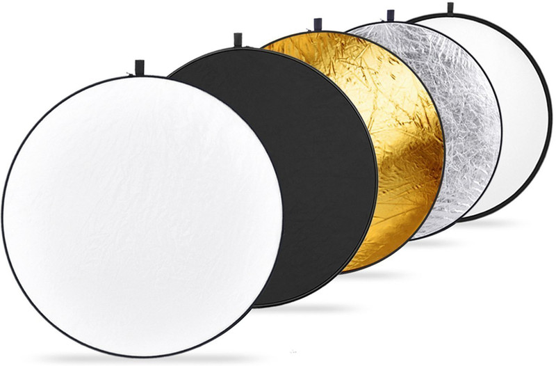 SYGA Round Shape 5-in-1 Collapsible Multi-Disc Light Reflector with Bag - Translucent, Silver, Gold, White and Black (110cm) 60 cm Collapsible Reflector(Pack of 5)