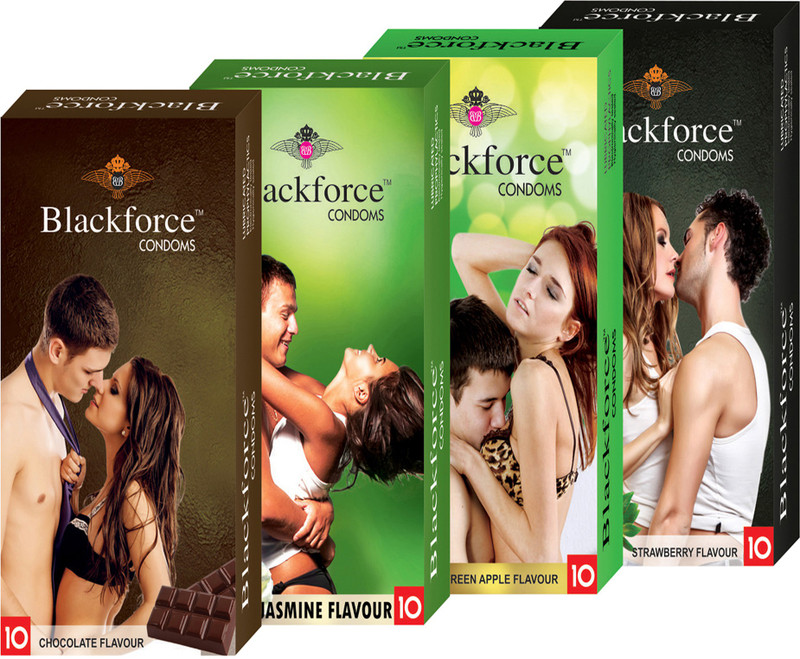 blackforce CHOCOLATE , JASMINE , GREEN APPLE AND STRAWBERRY Condom(Set of 4, 40S)
