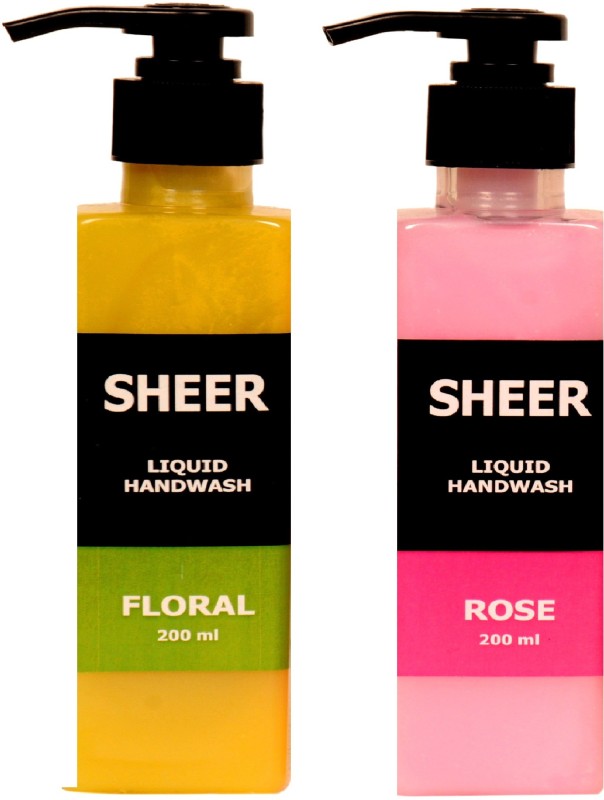 Sheer Premium Liquid Hand wash Floral,Rose (200ml each) Pump Dispenser(2 x 200 ml)