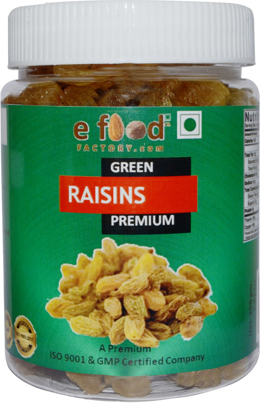 e food factory Green Kishmish (Raisins) Premium 250 In Pet Jar Raisins Plastic Bottle(250 g)