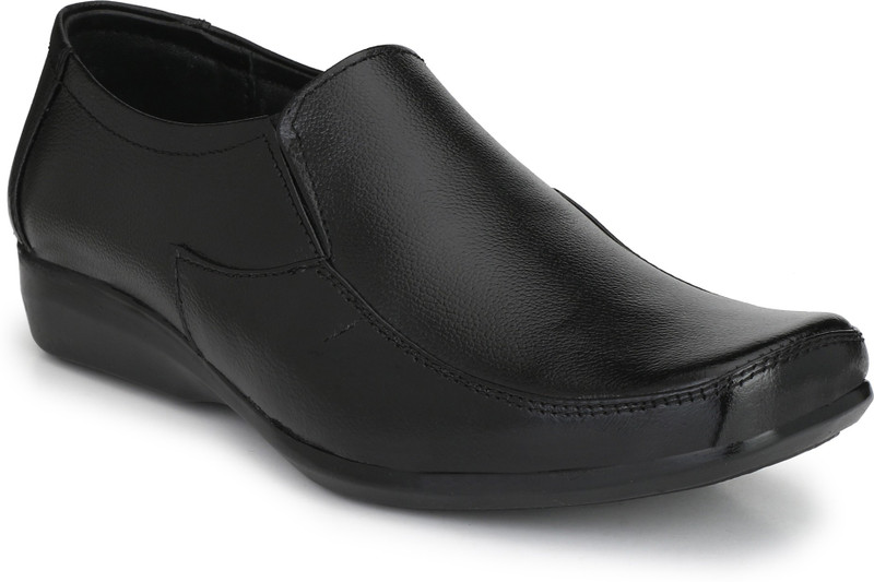 kingson Mens Smart Look Slip On Formal Shoes Slip On For Men(Black)