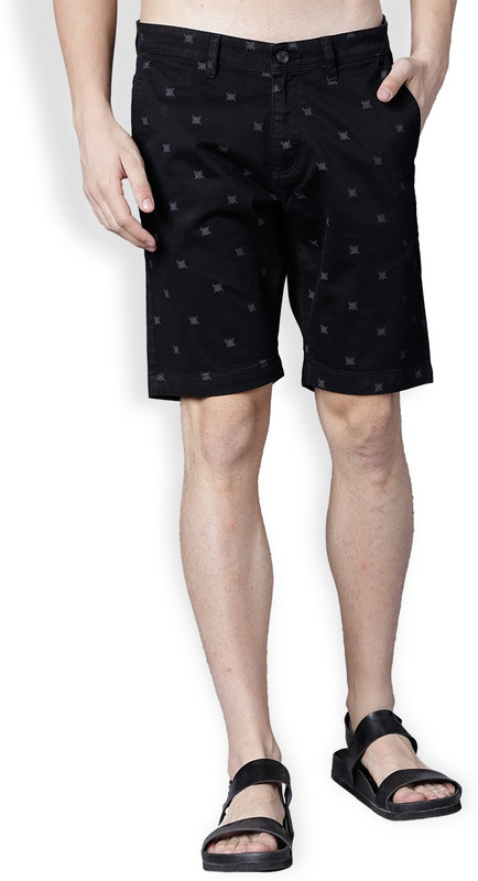 Highlander Printed Men Black Chino Shorts