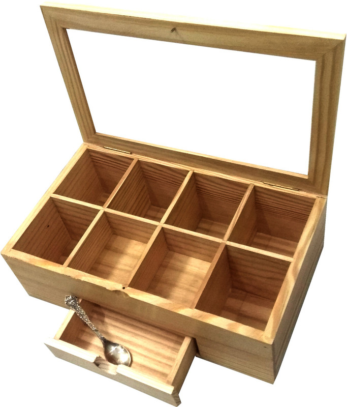 Fashion Passion India Tea Box Storage Natural Tea Chest Tea Bag Holder Glass Window With An Antique Brass Little Spoon Front Door Storage Box Brown Buy Online In Chile At Desertcart