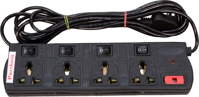 prathana 4+4 SOCKET PROTECTOR 4 Socket Surge Protector(Black)