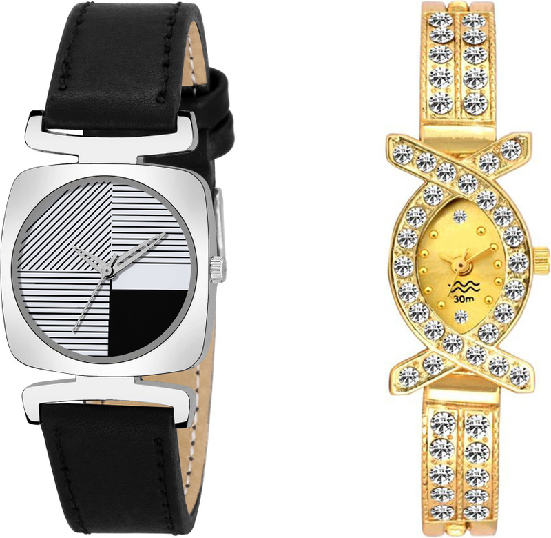 apson Combo Pack 2 Best Artist Designer Party-Wedding Leather Strap UU~12 Women And Girls Analog Watch  - For Women
