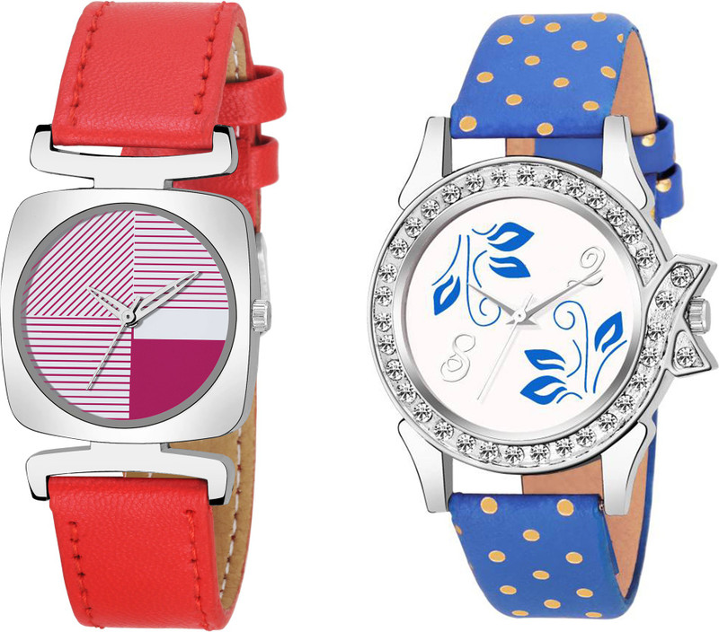leaperd Shark fashion Super Trendy Designer Multicolour Strap Combo For Women And Girls UU~73 Analog Watch  - For Girls