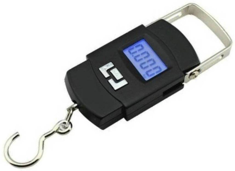 Zelenor Pocket Hanging Luggage Weighing Scale Digital Capacity 50 Kg Hanging Steel Hook Weighing Scale(Black)