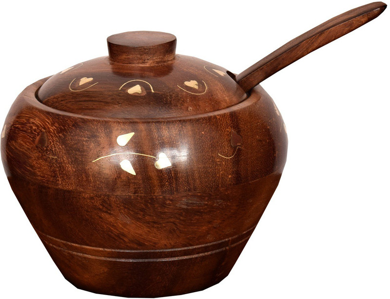 the bells  - 300 ml Wood Spice Container(Pack of 2, Brown)