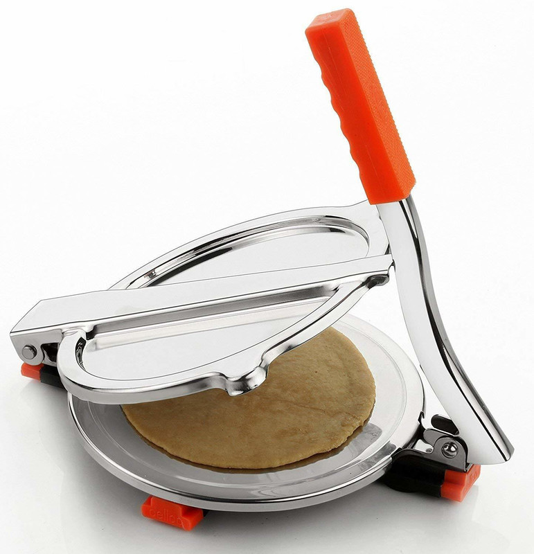 KITCHEN INDIA AIR-1752 Stainless Steel Puri Press/Puri Machine/Papad Maker Machine Roti/Khakhra Maker(Silver, Orange)