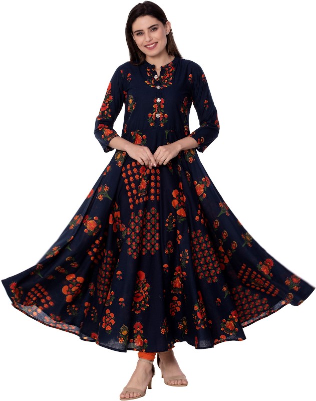 Gulmohar Jaipur Women Printed Ethnic Dress Kurta(Blue)