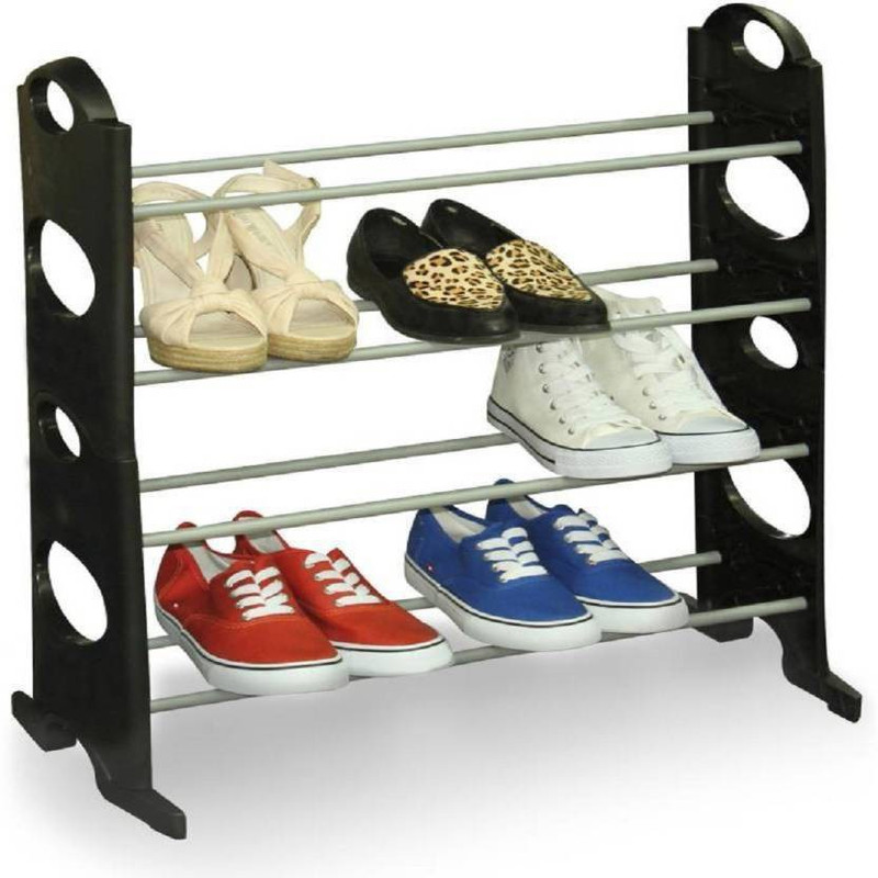 stupefying Modern Home Best Shoe Rack Metal Collapsible Shoe Stand(Black, 4 Shelves)