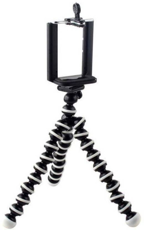 GADGET TREE Taste of yours Fully Flexible, Foldable Octopus Mini Tripod Stand (Big 10 Inch Height) for Mobile , camera Tripod (Black, White, Supports Up to 1.5) Tripod Ball Head(Black, White, Supports Up to 270 g)