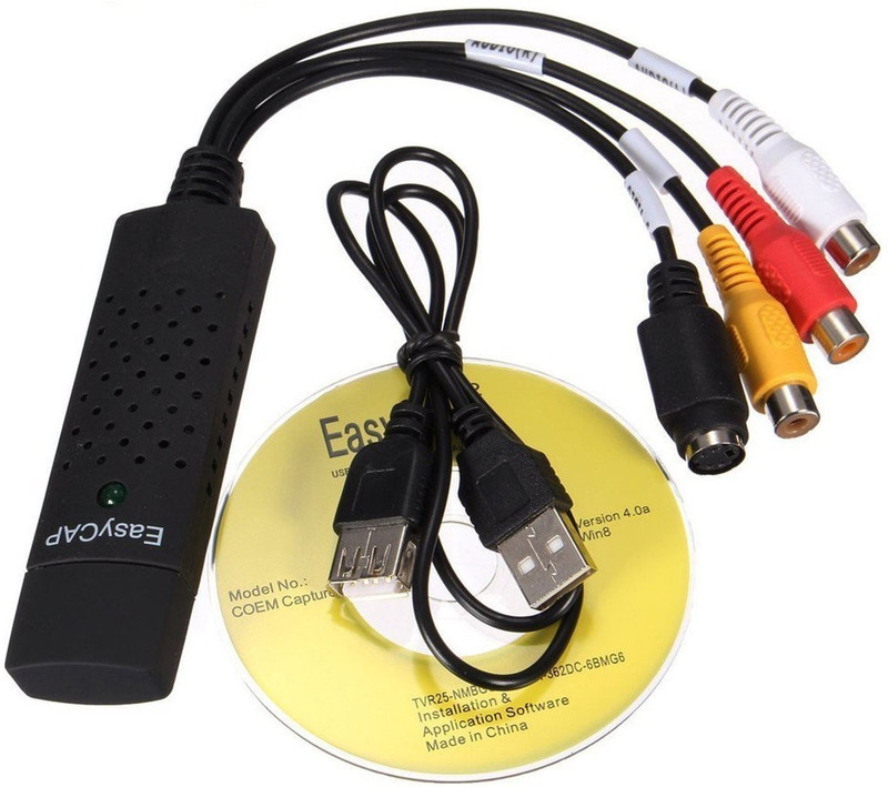 AVB  TV-out Cable USB 2.0 Easycap Easier Cap 4 Channel DC60-008 Tv Dvd Vhs Video Adapter Capture Card Audio Av Capture Support Windows Xp/7/Vista 32 Win 10- Video And Audio Capturing Device directly from TV(Multicolor, For Laptop)