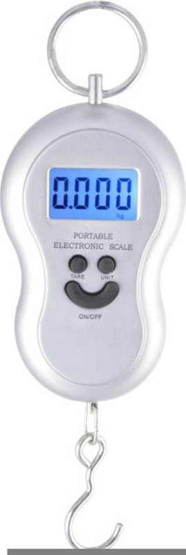 Rorian 50Kg Portable Hanging Luggage Weight Machine Digital for Weighing Household Items Smiley Pocket Weighing Scale(Silver)