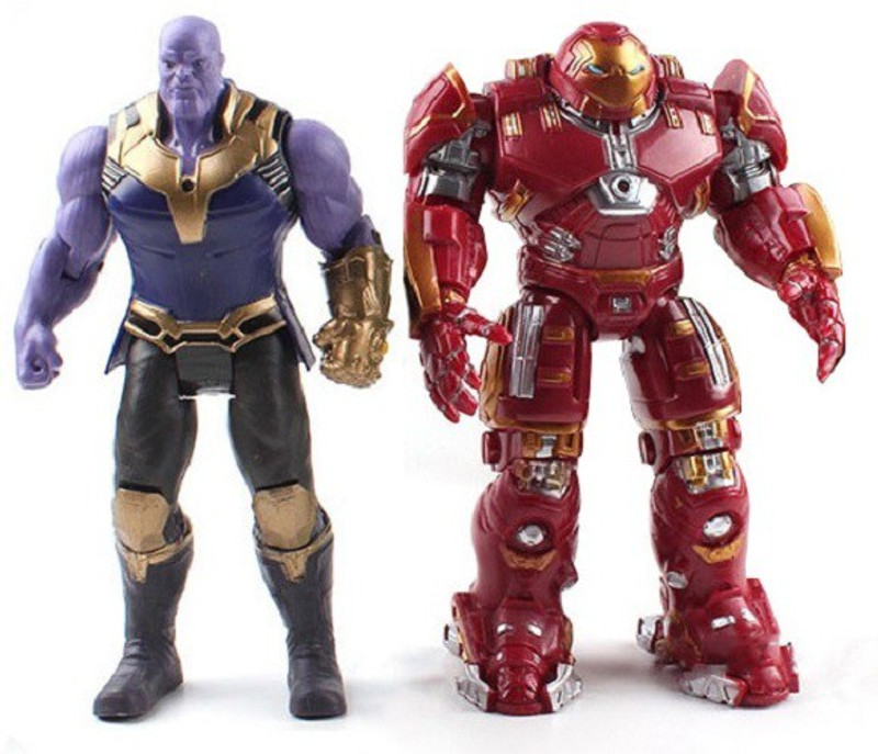 smart anime buy Avengers Infinity War Set Of 2 Pcs. Iron Man Hulk Buster And Thanos 18 Cms. Action Figure With LED Light On Chest(Multicolor)