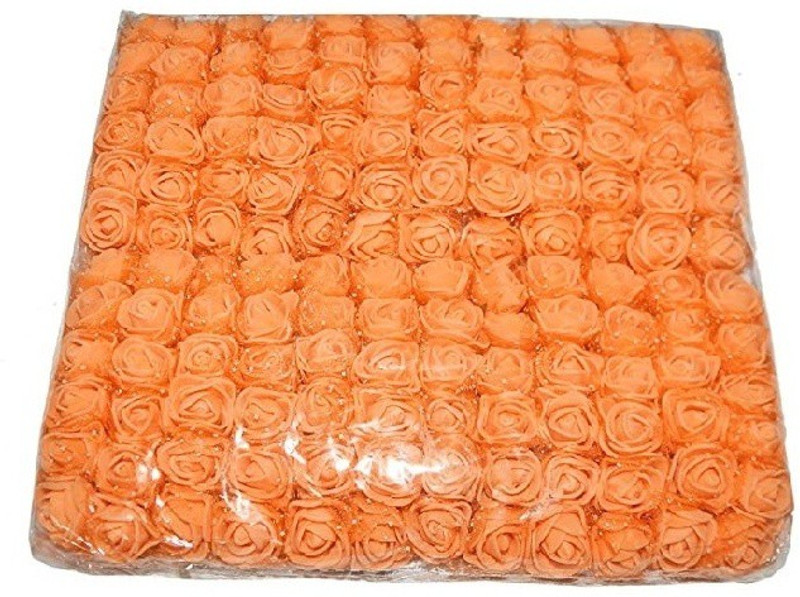devine ORANGE FOAM FLOWER 144 PCS Orange Rose Artificial Flower(8.9 inch, Pack of 144)