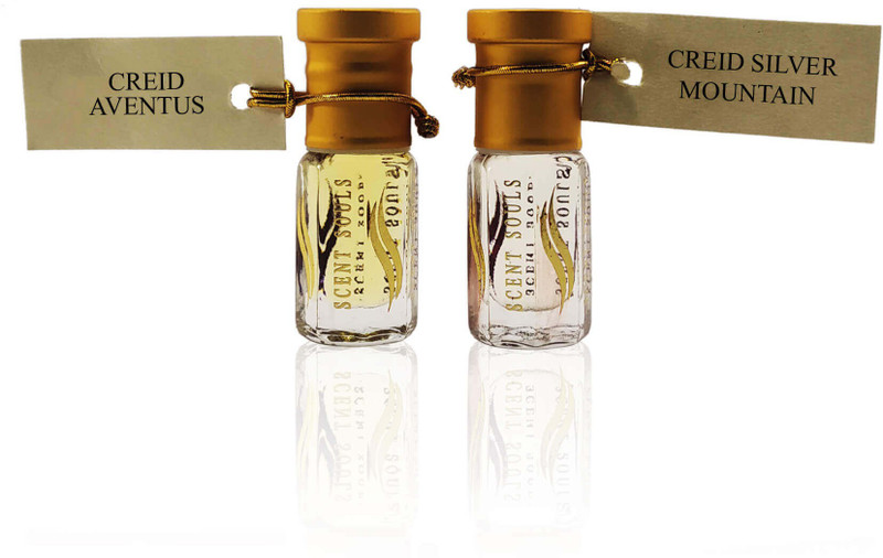 Scent Souls Creid Aventus & Creid Silver Mountain Water Perfume Oil / Fragrance Oil (Attar| Ittar) Roll On For Men & Women Combo Pack of 2 (3 ml) Floral Attar(Citrus)