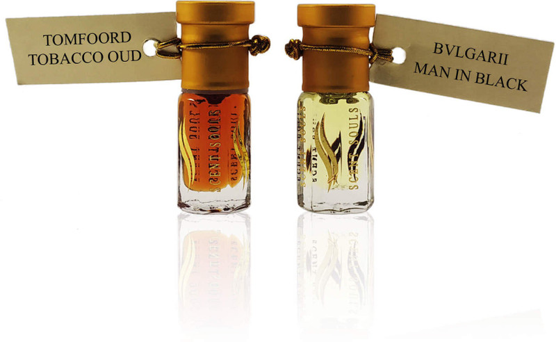 Scent Souls Bvlgarii Man In Black & Tomfoord Tobacco Oud Perfume Oil / Fragrance Oil (Attar| Ittar) Roll On for Men Combo Pack of 2 (3 ml) Floral Attar(Oud (agarwood))