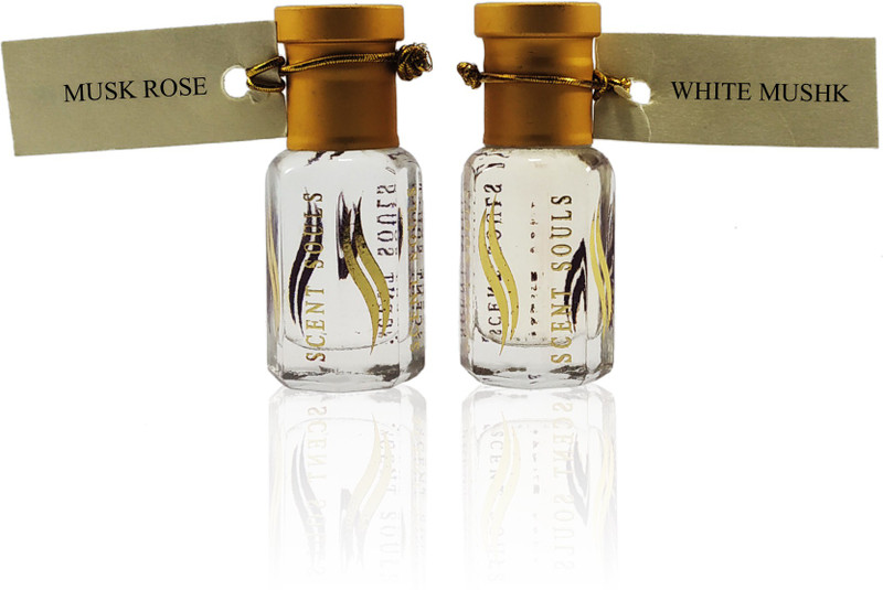 Scent Souls Musk Rose & White Mushk Perfume Oil / Fragrance Oil (Attar| Ittar) Roll On For Women Combo Pack of 2 (6 ml) Floral Attar(Musk)
