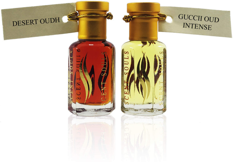 Scent Souls Desert Oudh & Guccii Oud Intense Perfume Oil / Fragrance Oil (Attar| Ittar) Roll On For Men Combo Pack of 2 (12 ml) Floral Attar(Oud (agarwood))