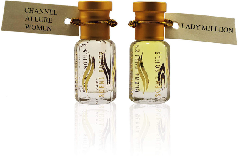 Scent Souls Channel Allure Women & Lady Milliion Perfume Oil / Fragrance Oil (Attar| Ittar) Roll On For Women Combo Pack of 2 (6 ml) Floral Attar(Floral)