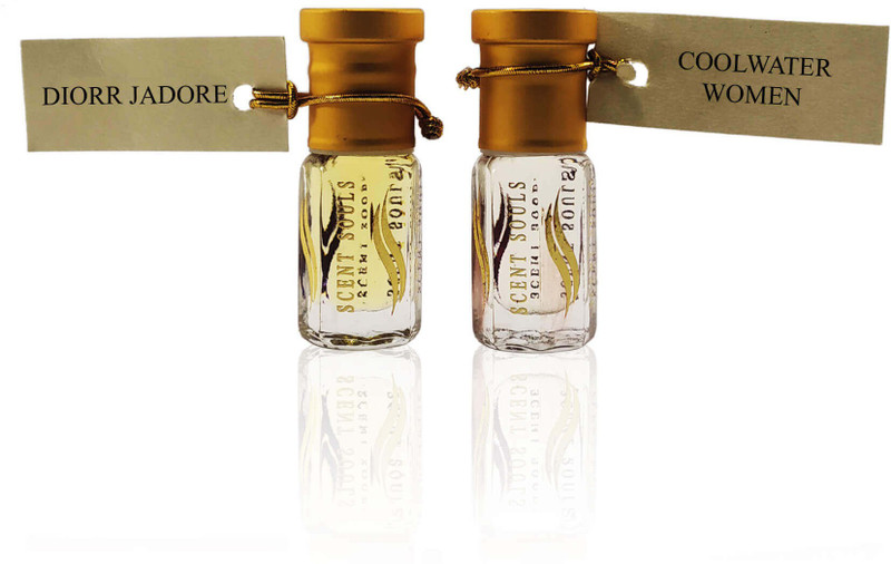 Scent Souls Diorr Jadore & Coolwater Women Perfume Oil / Fragrance Oil (Attar| Ittar) Roll On For Women Combo Pack of 2 (3 ml) Floral Attar(Citrus)