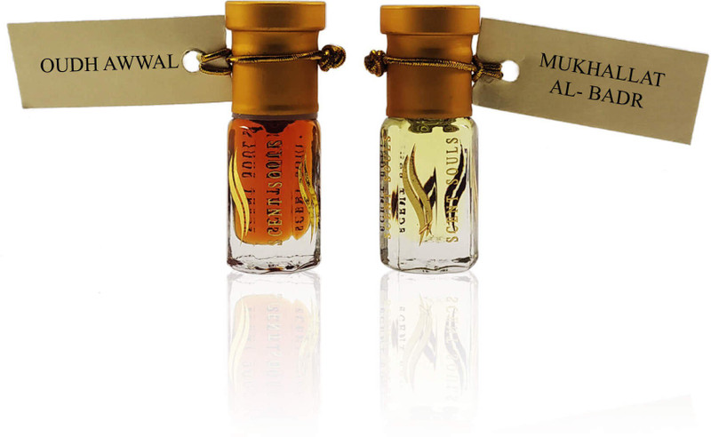 Scent Souls Oudh Awwal & Mukhallat Al-Badr Perfume Oil / Fragrance Oil (Attar| Ittar) Roll On For Men & Women Combo Pack of 2 (3 ml) Floral Attar(Oud (agarwood))