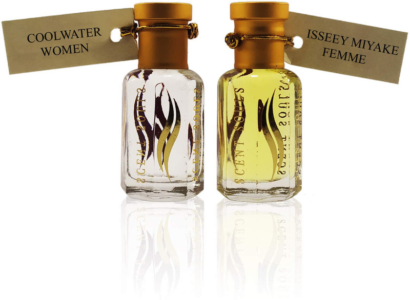 Scent Souls Coolwater Women & Issey Miyakee Femme Perfume Oil / Fragrance Oil (Attar| Ittar) Roll On For Women Combo Pack of 2 (12 ml) Floral Attar(Citrus)