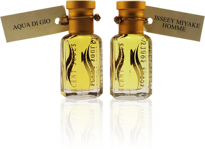 Scent Souls Aqua Di Gio (unisex) & Isseey Miyake Homme Perfume Oil / Fragrance Oil (Attar| Ittar) Roll On For Men Combo Pack of 2 (12 ml) Floral Attar(Citrus)