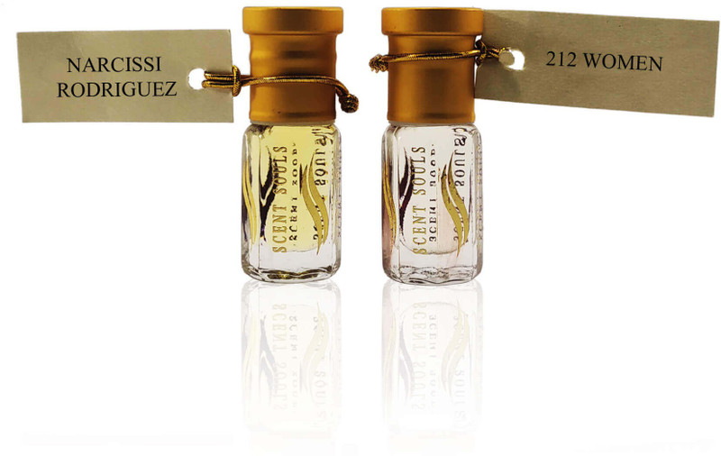Scent Souls Narcissi Rodriguez & 212 Women Perfume Oil / Fragrance Oil (Attar| ) Roll On For Women Combo Pack of 2 (3 ml) Floral Attar(Floral)