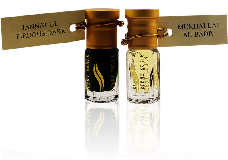 Scent Souls Jannat Al Firdous Dark & Mukhallat Al-Badr Perfume Oil / Fragrance Oil (Attar| Ittar) Roll On For Women Combo Pack of 2 (3 ml) Floral Attar(Blends (mukhallat))