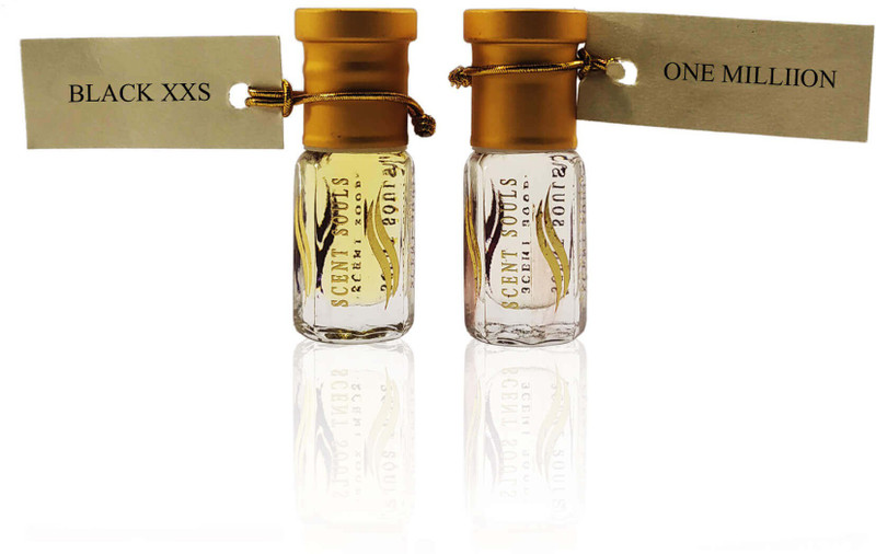 Scent Souls Black xxs & One Milliion Perfume Oil / Fragrance Oil (Attar| Ittar) Roll On For Men Combo Pack of 2 (3 ml) Floral Attar(Fruity)