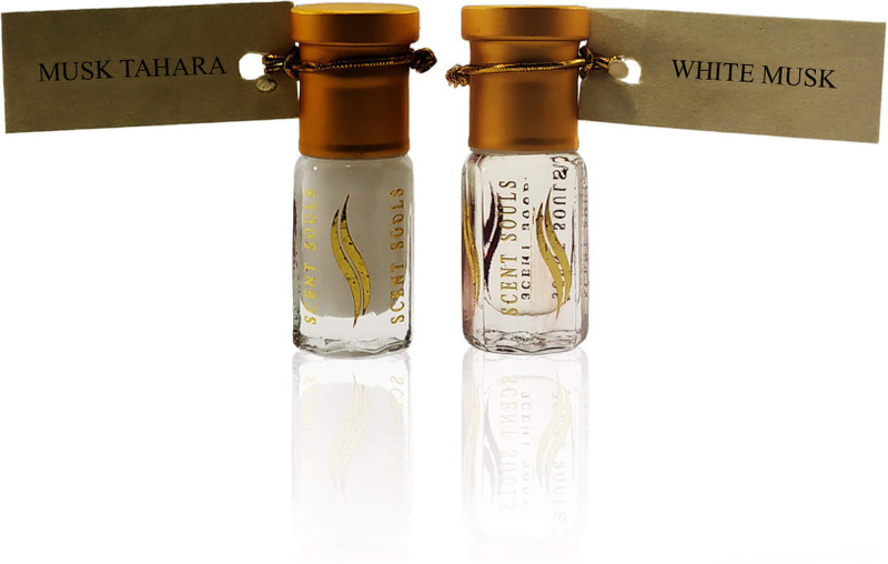 Scent Souls Musk Tahara & White Mushk Perfume Oil / Fragrance Oil (Attar| Ittar) Roll On For Women Combo Pack of 2 (3 ml) Floral Attar(Musk)