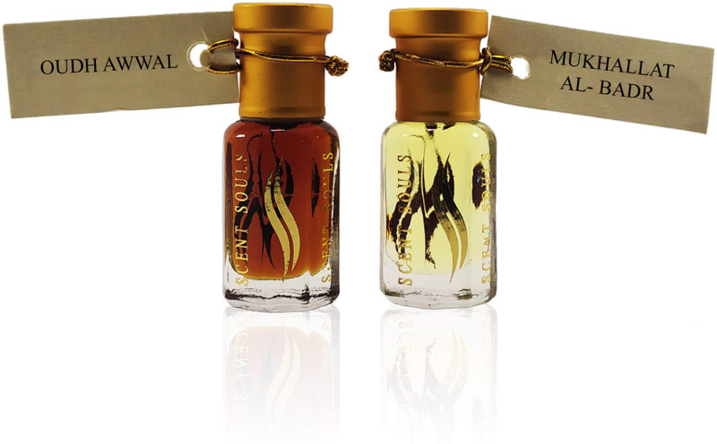 Scent Souls Oudh Awwal & Mukhallat Al-Badr Perfume Oil / Fragrance Oil (Attar| Ittar) Roll On For Men & Women Combo Pack of 2 (6 ml) Floral Attar(Oud (agarwood))