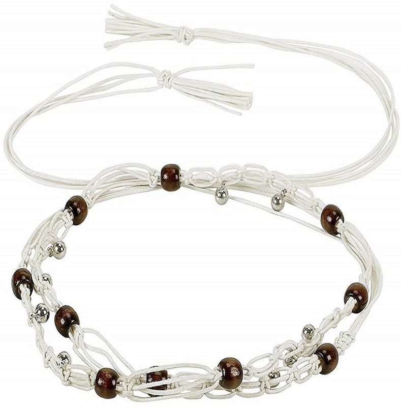 aakriti Women Party White Fabric Belt