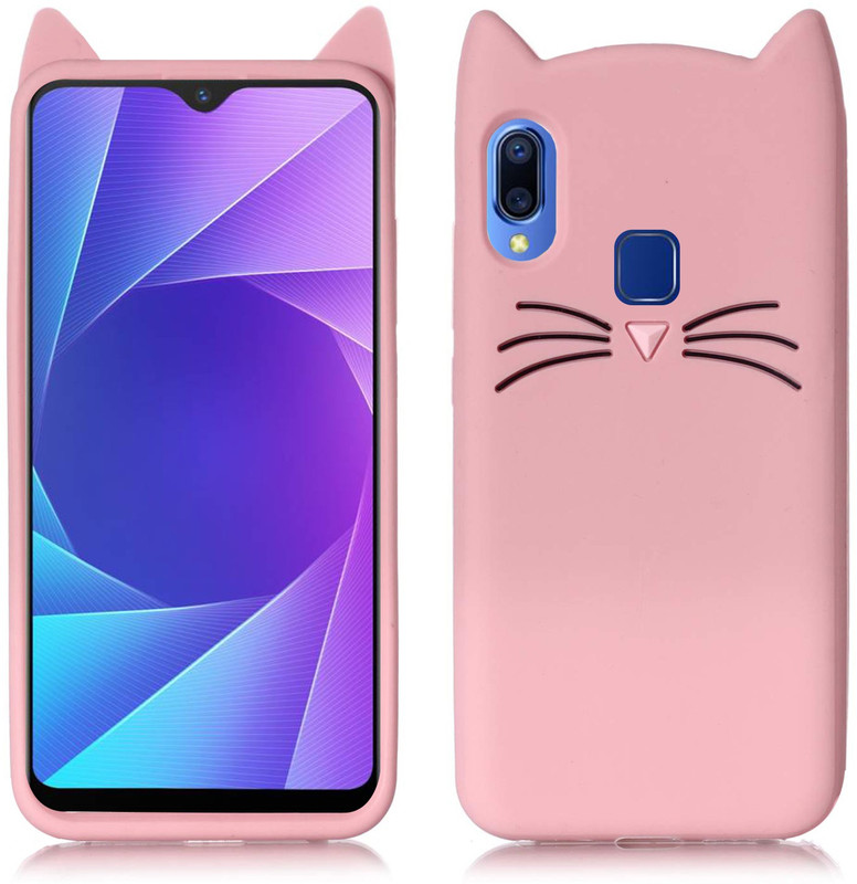 Unirock Back Cover for Vivo Y95 (Starry Black, 64 GB) (4 GB RAM)(Cute 3D Smile Cat Ear Soft Silicone Case Shockproof Protective Soft Rubber ♥Pink♥, Grip Case)